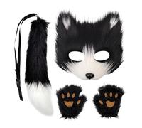 Générique Costume de Renard, Costume Halloween Cosplay Déguisement Masque et Queue de Renard Cosplay pour Femmes,pour Garçons Adolescents Adultes Fêtes Masquerade Carnaval