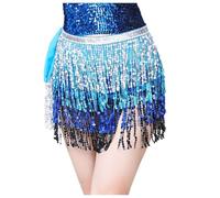 Générique Costume De Scène pour Femme Jupe À Franges Et Sequins pour Nightclub Et Performance Tenue Étincelante Captivante Chaîne De Taille À Perles Quatre Couches Danse du Ventre Spectacle