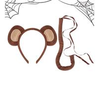 Générique Costume De Singe Enfant - Queue Longue Réaliste & Bandeau Oreilles | Déguisement Primate Marron Pour Halloween, Fêtes D'Anniversaire Et Cosplay | Matériau Coton De Qualité Pour Spectacles