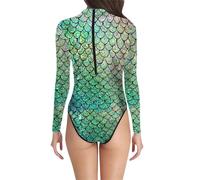 Générique Costume de sirène pour Femme - Body avec écailles de Poisson Brillantes - Maillot de Bain Sexy en écailles de Poisson - Grande Taille - Costume de Carnaval