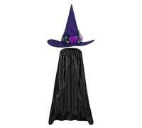 Générique Costume de sorcière - Black Witch Cloak | Chapeau de sorcière filles et garçons | Cape en polyester 140 cm | Ensemble Halloween Cloak & Hat | Costume effrayant pour scène et sucré ou