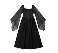 Générique Costume De Sorcière Élégante Halloween Pour Femme Adulte Robe Ceinture Chapeau Pointu Sorciere Deguisement Nonne Noir Carnaval/Halloween/Maquillage/Cosplay (#A6-Le noir,L)