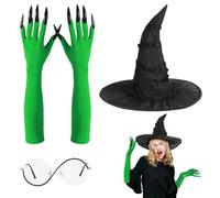 Générique Costume de Sorcière | Gants et Accessoires de Sorcellerie | Tenue Halloween Déguisement Cosplay Fête Maison Festival Voyage