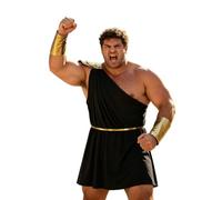 Générique Costume de toge pour homme, dieu grec, avec épaulettes et manchettes dorées, idéal pour Halloween et les fêtes costumées.