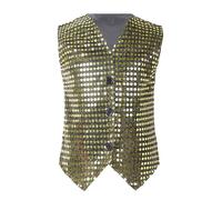 Générique Costume décontracté à Paillettes pour Filles et garçons, Robe de, débardeur sans Manches (Gold, 3-4 Years)