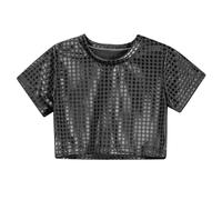 Générique Costume décontracté à Paillettes pour Petites Filles et garçons Robe de Haut à Manches Courtes 2 Black 3 4 Years