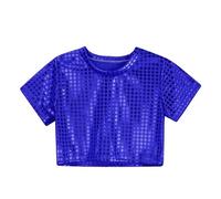Générique Costume décontracté à Paillettes pour Petites Filles et garçons Robe de Haut à Manches Courtes 2 Blue 3 4 Years