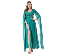 Générique Costume Déesse Égyptienne Pour Femme Grecque Cléopâtre Cosplay Robe Longue Rétro Moyen Orient Spectacle En Velours Doré Pour Soirée Déguisée Halloween(Green, S/M)