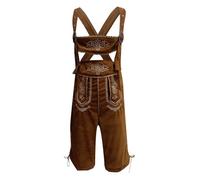 Générique Costume Déguisement Oktoberfest Homme, Tenue Bavaroise Homme Salopette Traditionnelle,Lederhosen avec Bavoir Détachable et Broderies,Matière Flanelle,pour Oktoberfest Party,Marron