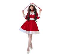 Générique Costume D'Elfe De Noël Pour Femme Déguisement Adulte Lingerie Sexy Santa Robe Noel Femme Pere Chat Vintage Imprimé Deguisement Mini Cape Rouge En Velours(Rouge #2,Taille unique)