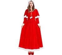 Générique Costume D'Elfe De Noël Pour Femme Deguisement Mere Noel Pere Xxl Rouge Avec Robe Cape Et Bonnet Chaud Audrey Hepburn A-Ligne Soirée Rockabilly Swing Nuisette (Rouge#B,M)