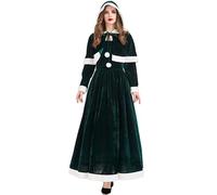 Générique Costume D'Elfe De Noël Pour Femme Mère Père Saint Santa Claus Déguisement Deguisement Pere Noel Robe Tenue Christmas Spectacle Cosplay 2025 Longue Lingerie (2#Dark Vert,L)