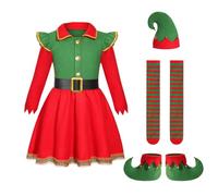 Générique Costume D'Elfe Deguisement Pere Noel Enfant Luxe Robe De Père Noël Grande Taille Mini Saint Valentin Chapeau Pour Nouvelle Année Cosplay Carnaval Mascarade (Rouge#3,4-5 ans)
