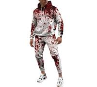 Générique Costume D'Halloween Adulte Sanglant Sweat A Capuche Imprimé éClaboussures De Sang ProblèMe Sanglante RéSolu Bloody Horreur Blood Pullover Manche Longue Grande Taille Casual Classique Hoodie