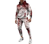 Générique Costume D'Halloween Adulte Sanglant Sweat A Capuche Imprimé éClaboussures De Sang ProblèMe Sanglante RéSolu Bloody Horreur Blood Pullover Manche Longue Grande Taille Casual Classique Hoodie