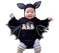 Générique Costume d'halloween Chauve-Souris pour bébé, Fille, garçon, grenouillère à Manches Longues avec Cape et Chapeau