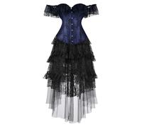 Générique Costume d'Halloween pour Femme médiéval de la Renaissance Robe légante Vintage Viking Automne Hiver Gothique Taille Haute Soiree Dentelle Robes Soirée, les Carnavals