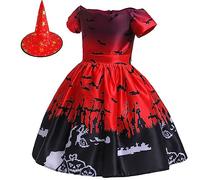 Générique Costume d'halloween pour Fille,Vêtements Carnaval Cosplay DéContracté Robe Midi Robes de FêTe Deguisement Fille Halloween avec sanglante Fêtes, Anniversaires, 2-10 Ans