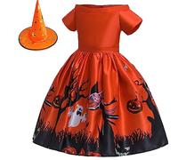 Générique Costume d'halloween pour Fille,Vêtements Carnaval Cosplay DéContracté Robe Midi Robes de FêTe Deguisement Fille Halloween avec sanglante Fêtes, Anniversaires, 2-10 Ans