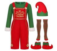 Générique Costume Elfe Assistant du Père Noël Costume Lutin Homme Déguisement Lutin de Noël pour Adulte,Tenue De Noel et Accessoires pour Halloween, Carnaval et fêtes - Vert