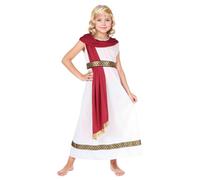 Générique Costume Enfant Fille Déguisement De Déesse Grecque Avec Robe Drapée Et Couronne De Laurier Pour Fête Mythologique Tenue De L'Olympe Déguisement Antique Enfant Divine