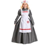 Générique Costume Enfant Fille Robe D'Infirmière Rétro Grise Avec Tablier Blanc Et Croix Rouge Pour Fête Historique Et Jeu De Rôle Tenue Soignante Déguisement Médical Fille Attentionnée
