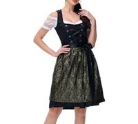Générique Costume Femme Bavaroise,Dirndl Grande Taille Oktoberfest D'Halloween Pour Déguisement Bavaroise Colorée Robe Tenue Avec Dentelle De Chemisier Et Tablier, Carnaval (Le noir,XL)