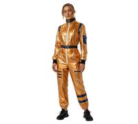 Générique Costume Femme Combinaison D'Astronaute Élégante Avec Capuche Amovible Pour Carnaval Et Soirée Espace Tenue Cosmonaute Déguisement Galactique Pour Femme Aventurière(Yellow, S)