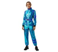 Générique Costume Femme Combinaison D'Astronaute Élégante Avec Capuche Amovible Pour Carnaval Et Soirée Espace Tenue Cosmonaute Déguisement Galactique Pour Femme Aventurière(Blue, XS)
