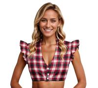 Générique Costume Femme Haut Bavarois À Motifs Pour Oktoberfest Et Carnaval Sous-Pull De Dirndl Déguisement T-Shirt Femme Folklorique(M)