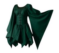 Générique Costume Femme Moyen Age, Renaissance Femmes Robes Médiévale Halloween Women Déguisement Petite Robe Gothique Tenue Grande Taille Steampunk Vetements Moyen Age (Dark Vert,3XL)
