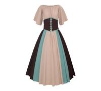 Générique Costume Femme Moyen Age Robe Elfe Steampunk Pirate Arwen Medievale Sorcière De Victorienne Blanche Deguisement Medieval Ceinture Corset Marron