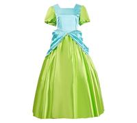 Générique Costume Femme Robe De Princesse Cendrillon Pour Carnaval Et Spectacle Tenue De Conte De Fées Déguisement Robe Femme Féerique(Green, M)