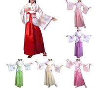Générique Costume Filles Hanfu, Ensemble Traditionnel Chinois, Déguisement Chinois Enfant avec Éventail et Coiffe, Tenue de Fête pour Cosplay, Carnaval, Photo