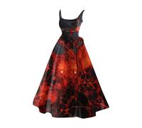 Générique Costume Halloween Adulte Robe Femme Longue Dos Nu D'halloween Médiévale Renaissance Gothique Tulle Déguisement Vampire Deguisement Chic Et Elegant Corset Sexy Hiver b-Pastèque rouge XL