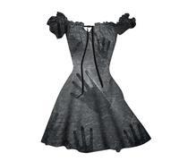 Générique Costume Halloween Adulte Robes Imprimé Sang Robe Gothique Femme Vampire Déguisement Sans Manches De Soirée Grande Taille Deguisement Fille Moyen Age D'oie Rétro Médiévale Victoria Cosplay
