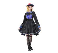 Générique Costume Halloween,Costume Chinois Qing Noir Brodé Avec Chapeau Officiel Pour Cosplay