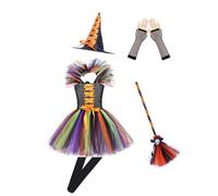 Générique Costume Halloween Enfant,Deguisement Ado Bébé Mon 1Er Robe Bebe Fille Déguisement De Sorcière Femme Enfant Avec Chapeau Ceremonie Blanche Chapeau Violet (3-Multicolour,3-4 ans)