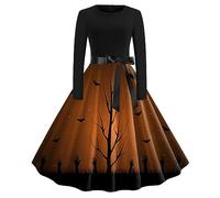 Générique Costume Halloween Femme Robe De Soirée D'halloween Médiévale Renaissance Gothique Tulle Deguisement Adulte Vampire Squelette Patchwork Horreur Brun-1 L