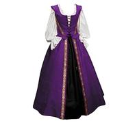 Générique Costume Halloween Femme Tenue Médiévale Renaissance - Robe Longue Brodée Manches Longues Deguisement Reine Vampire Cosplay Carnaval Toussaint Fête Drame Victorienne , Violet, 3XL