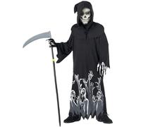 Générique Costume Halloween Garçon Luminieux dans Le Noir Tenue Squelette Cosplay Sinistre Jeu de Rôle Performance Ensemble pour Enfants Fête 2 à 7 Ans(Black, 6-7 Years)