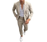 Générique Costume Homme 2 Pièces Slim Fit Smoking Simple Poitrine À Deux Boutons Men Suits 2 Piece Pour Mariage Business Fête Confort Blazer Veste Et Pantalon Léger Sportif