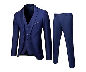 Générique Costume Homme Formel d'affaire de Couleur Uni 3 Pièces Slim Fit Smoking Deux Boutons Men Suits Mariage Business Fête Confort Elégant Blazer Veste et Pantalon Gilet