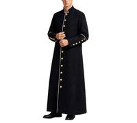 Générique Costume Homme Tenue De Missionnaire Médiéval Pour Gn Et Carnaval Robe De Moine Avec Croix Déguisement Religieux Homme Humble(Black, L)