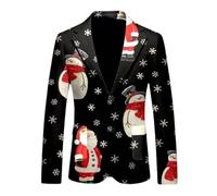 Générique Costume Homme, Veste de Costume à Imprimé Personnalité de Noël, Coupe Loose et Confortable, Style Festif et Jeune, Très Apprécié pour son Originalité(Black, S)