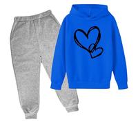 Générique Costume Jogging Enfant Fille Survêtement Costumes Mode Ensembles Unisex Enfants Street Dancewear Sports Sweat Capuche Pantalons Cadeau 7-16 Ans