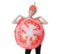 Générique Costume Légume - Costume Adulte Tomate Tranche Légume Fruit - Tenue avec Chapeau Drôle pour Femme - Fête Couple Pâques Carnaval Décoration