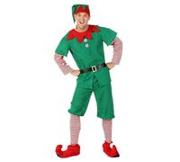 Générique Costume Lutin Homme Déguisement Lutin de Noël pour Adulte, Costume Elfe Assistant du Père Noël Tenue De Noëls et Accessoires pour Halloween, Carnaval et fêtes