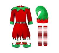 Générique Costume Lutin Noel Déguisement Elfe Adulte Robe Carnaval De Noël Cosplay Homme Femme Le Et Grande Taille Mere Chaud Compris Une Belle Ceinture À Fermeture (a#Rouge,L)