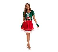 Générique Costume Lutin Noel Déguisements De Noël Ensemble Tenue Elfe Femme Robe Soirée Rockabilly Vintage Années 50S Grand Mere Cosplay Avec Broche Et Chaussettes (Vert#A,M)